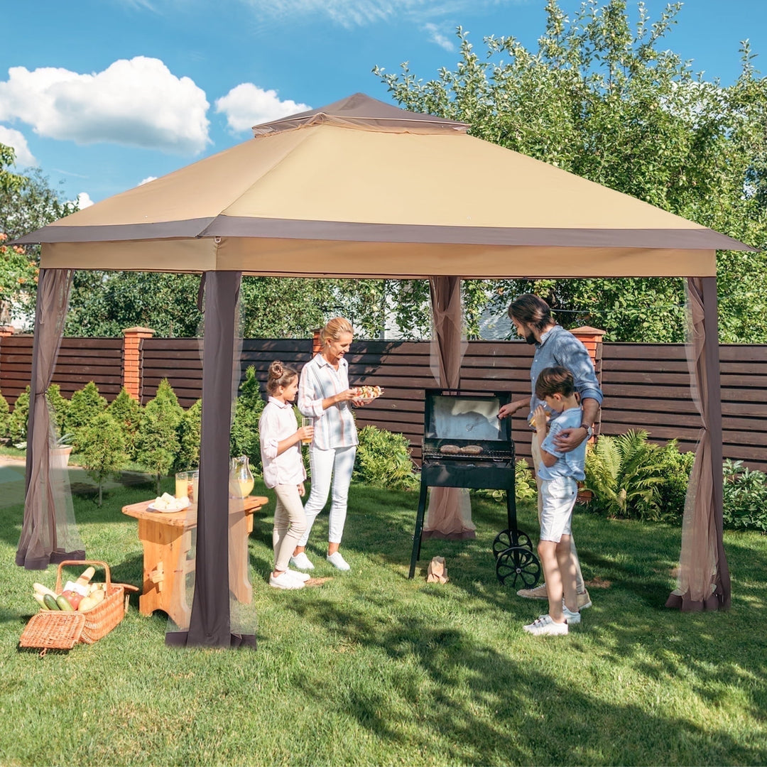 Wenkil 11 x 11 ft Patio Pop Up Canopy Gazebo, Outdoor Foldable Canopy Tent with Mosquito Netting
