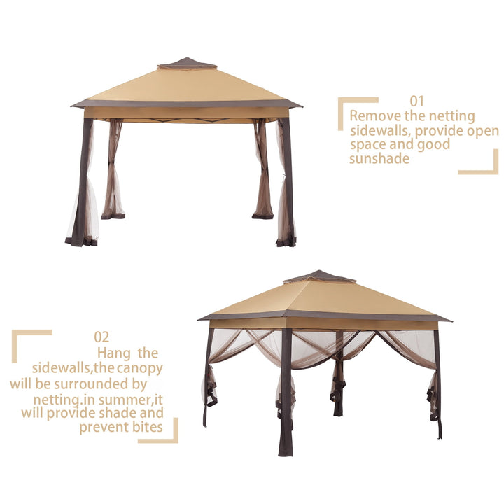 Wenkil 11 x 11 ft Patio Pop Up Canopy Gazebo, Outdoor Foldable Canopy Tent with Mosquito Netting
