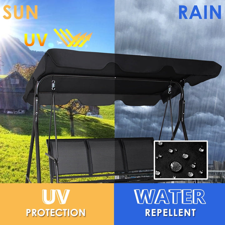 Wenkil Outdoor Patio Swing Canopy 3 Person Canopy Swing Chair Patio Hammock Black