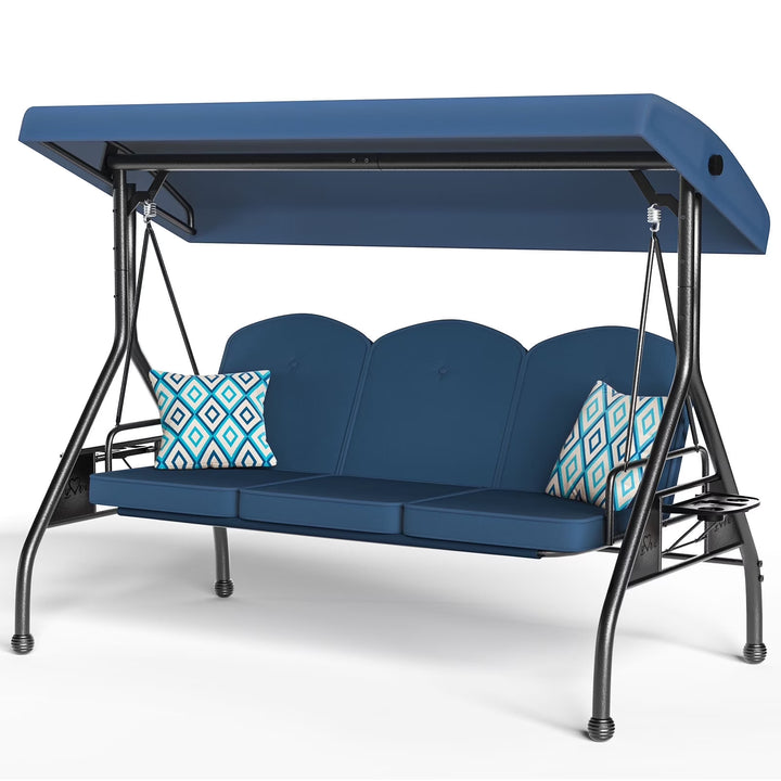 Wenkil 3-Person Porch Swing with Stand | 2-in-1 Convertible Outdoor Swing Bed