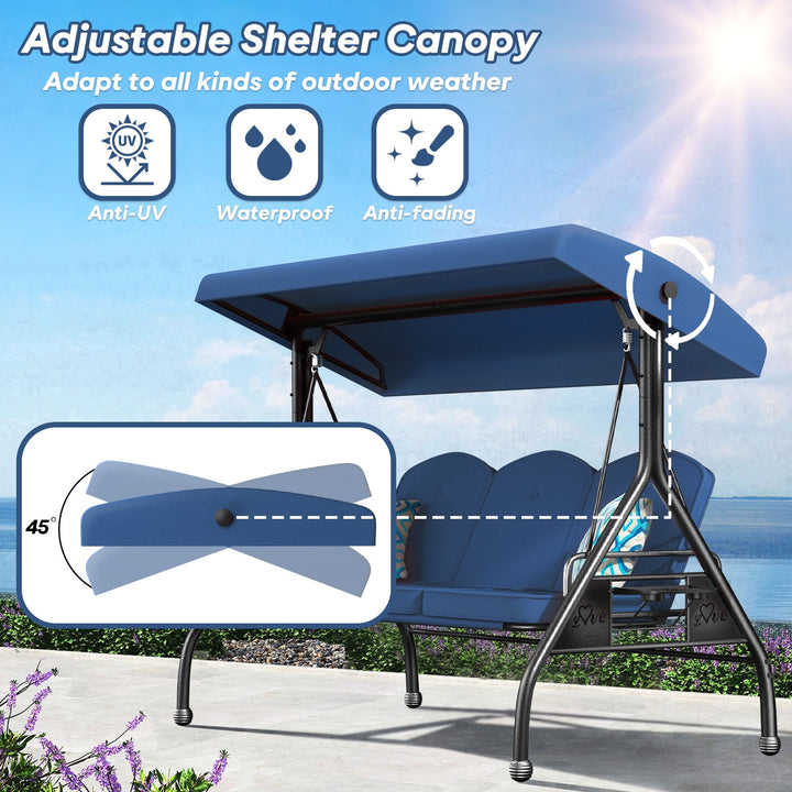 Wenkil 3-Person Porch Swing with Stand | 2-in-1 Convertible Outdoor Swing Bed