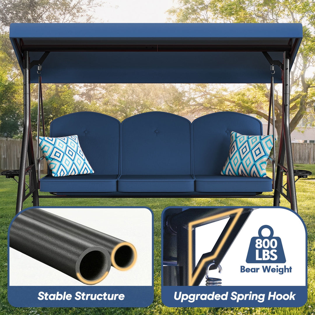 Wenkil 3-Person Porch Swing with Stand | 2-in-1 Convertible Outdoor Swing Bed