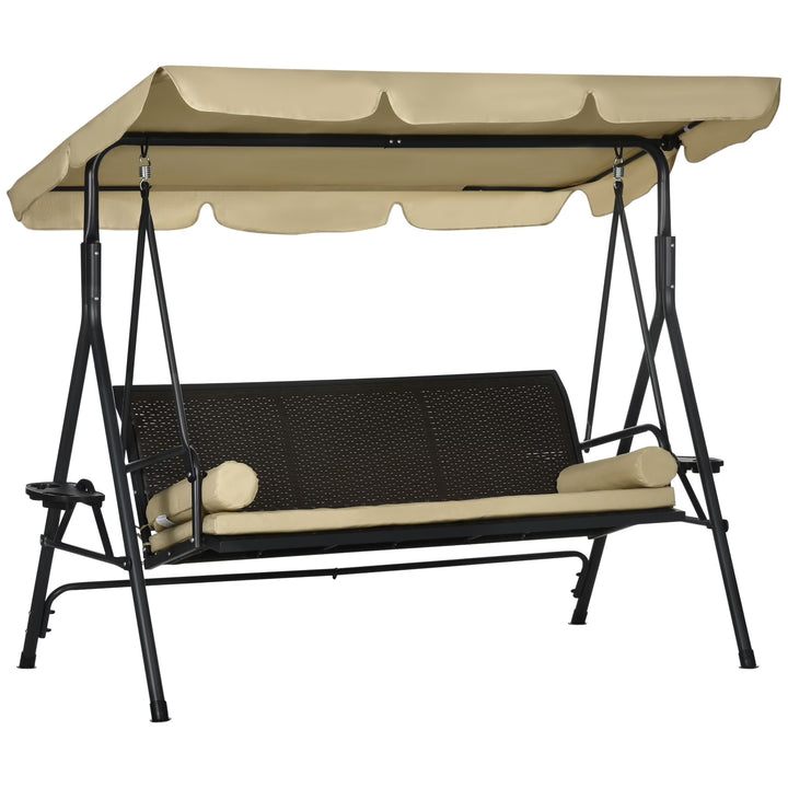Wenkil 3-Seat Porch Swing with Canopy, Outdoor Swing Chair with Removable Cushion