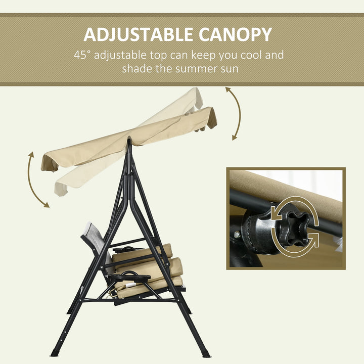Wenkil 3-Seat Porch Swing with Canopy, Outdoor Swing Chair with Removable Cushion