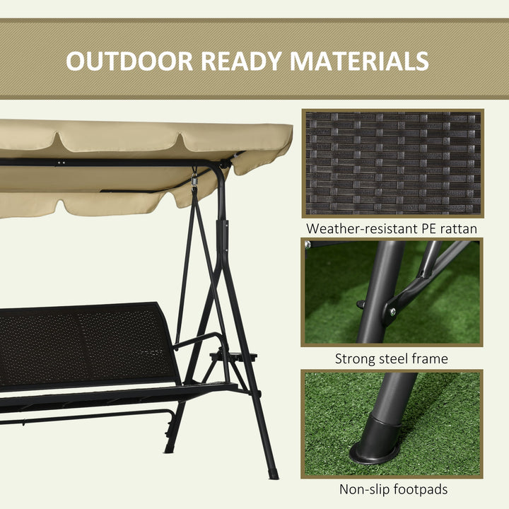 Wenkil 3-Seat Porch Swing with Canopy, Outdoor Swing Chair with Removable Cushion