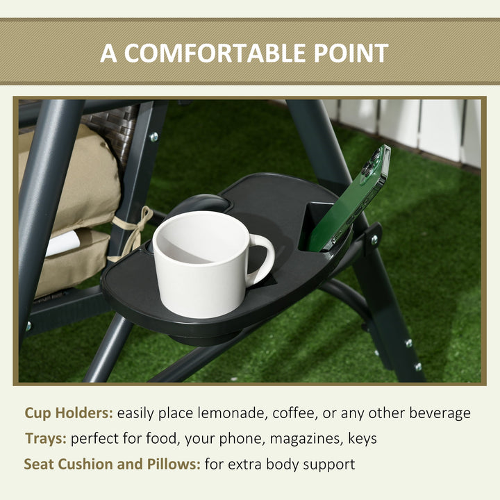 Wenkil 3-Seat Porch Swing with Canopy, Outdoor Swing Chair with Removable Cushion
