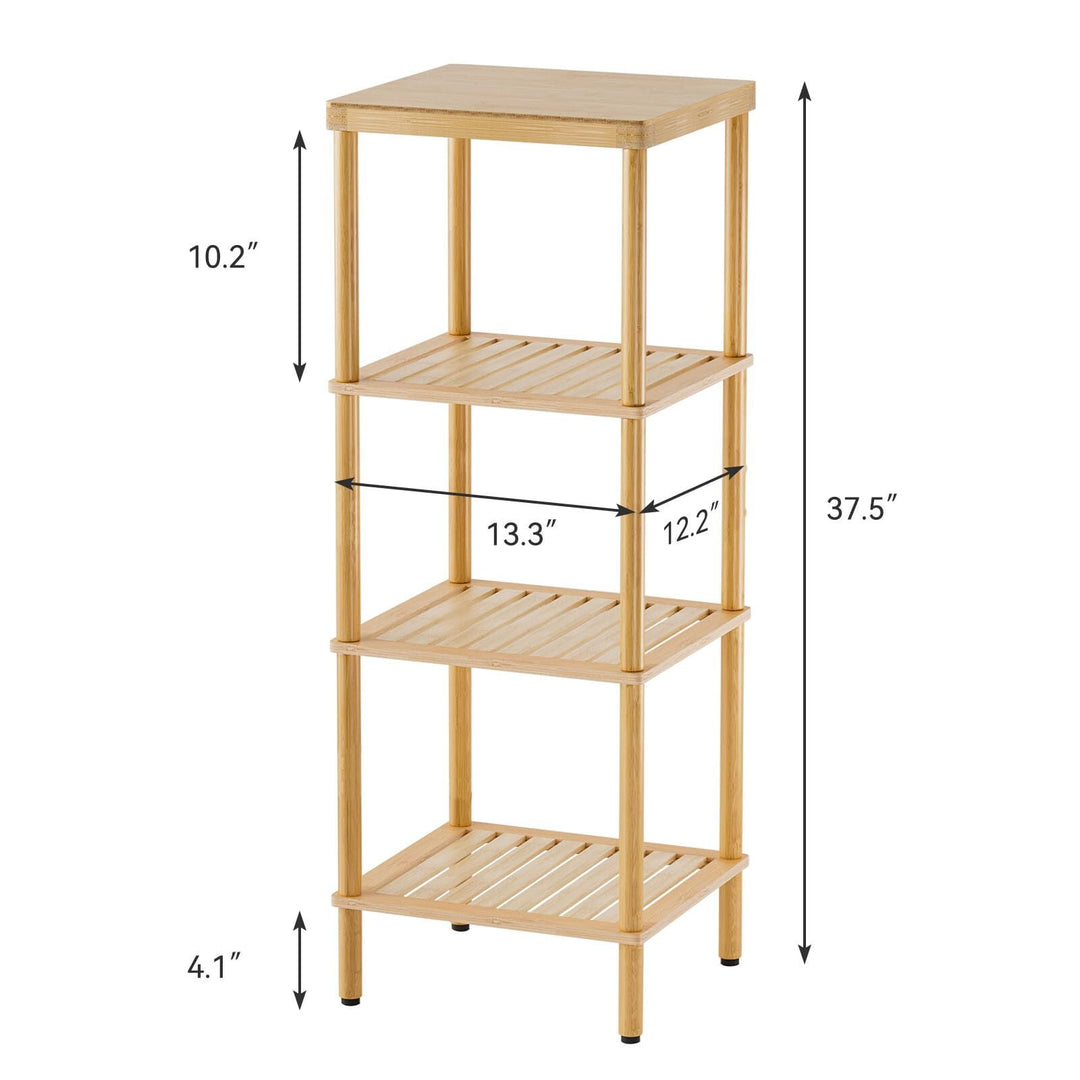 Bamboo 4-Tier Bathroom Shelf, Freestanding Bamboo Bathroom Storage Rack