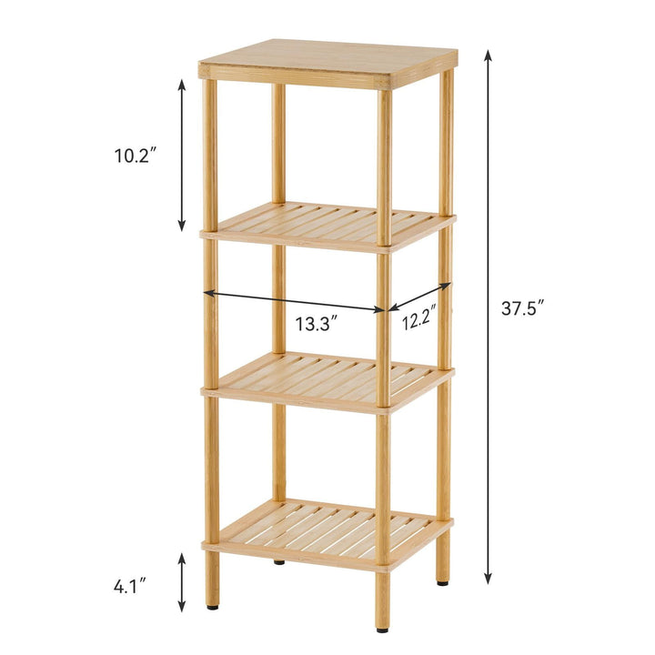 Bamboo 4-Tier Bathroom Shelf, Freestanding Bamboo Bathroom Storage Rack