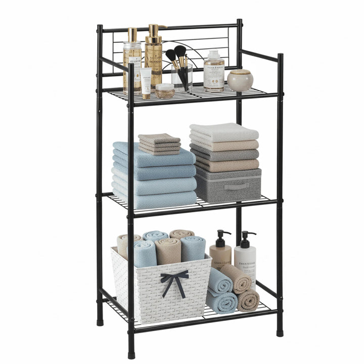 WENKIL 3-Tier Narrow Bathroom Shelf, Freestanding Metal Bathroom Storage Rack