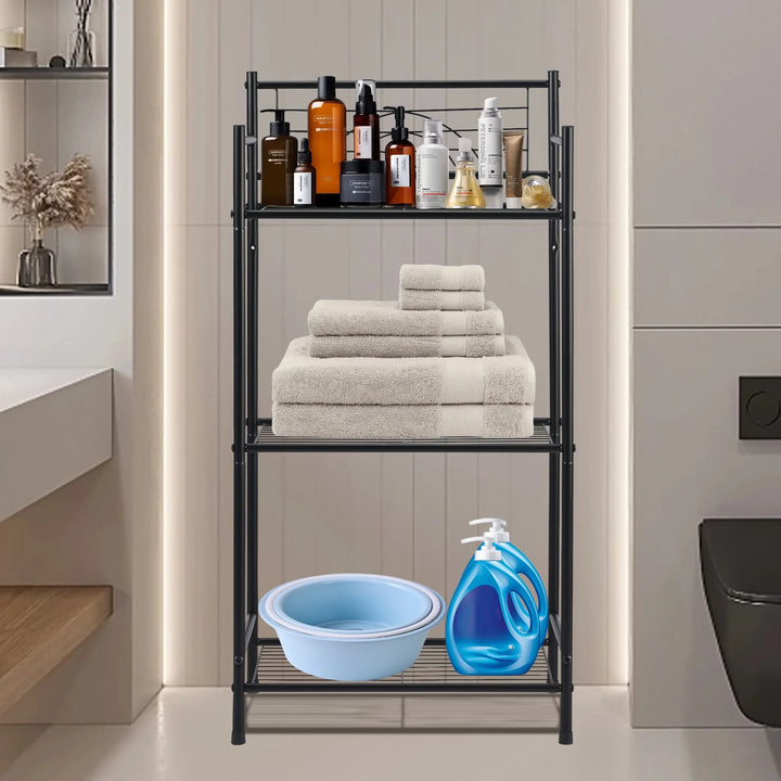 WENKIL 3-Tier Narrow Bathroom Shelf, Freestanding Metal Bathroom Storage Rack