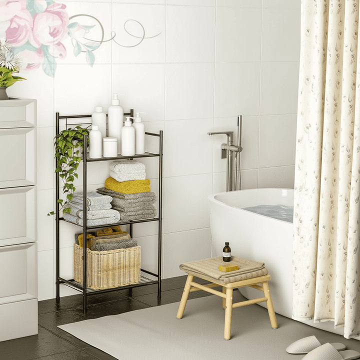 WENKIL 3-Tier Narrow Bathroom Shelf, Freestanding Metal Bathroom Storage Rack