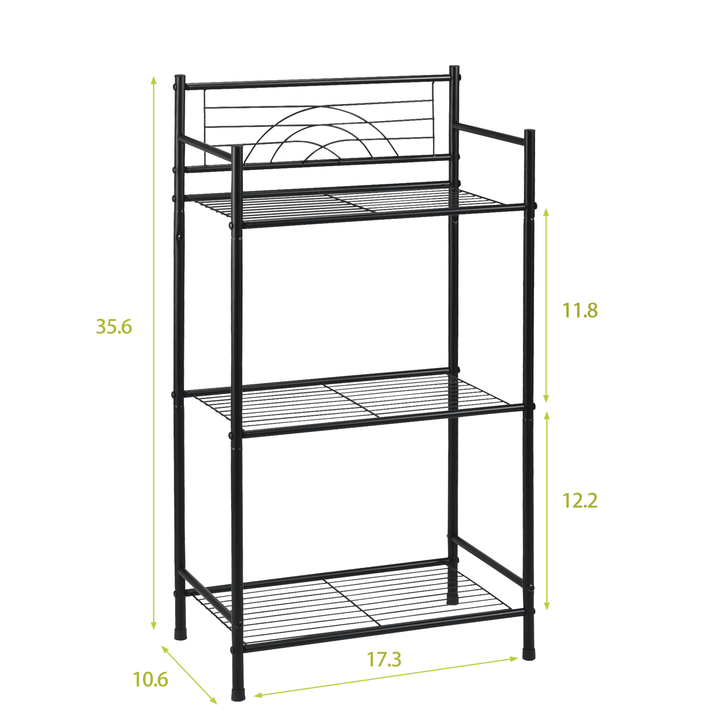 WENKIL 3-Tier Narrow Bathroom Shelf, Freestanding Metal Bathroom Storage Rack