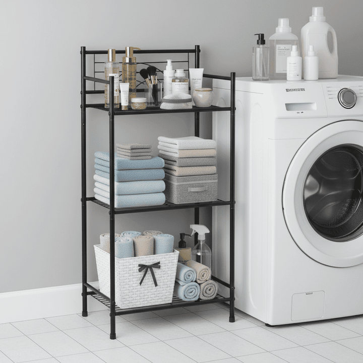 WENKIL 3-Tier Narrow Bathroom Shelf, Freestanding Metal Bathroom Storage Rack
