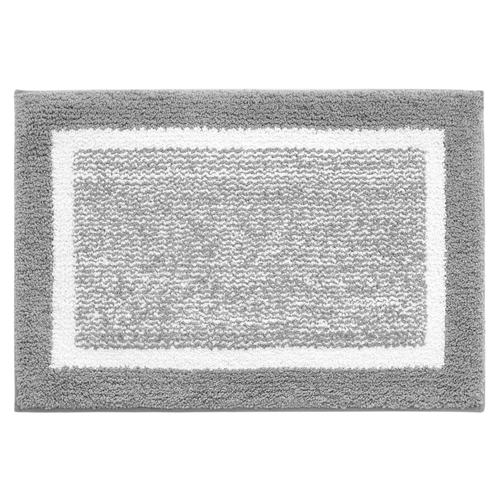 WENKIL Bathroom Rug, Soft Absorbent Bath Mat, Machine Washable (16"x24", Grey and White)