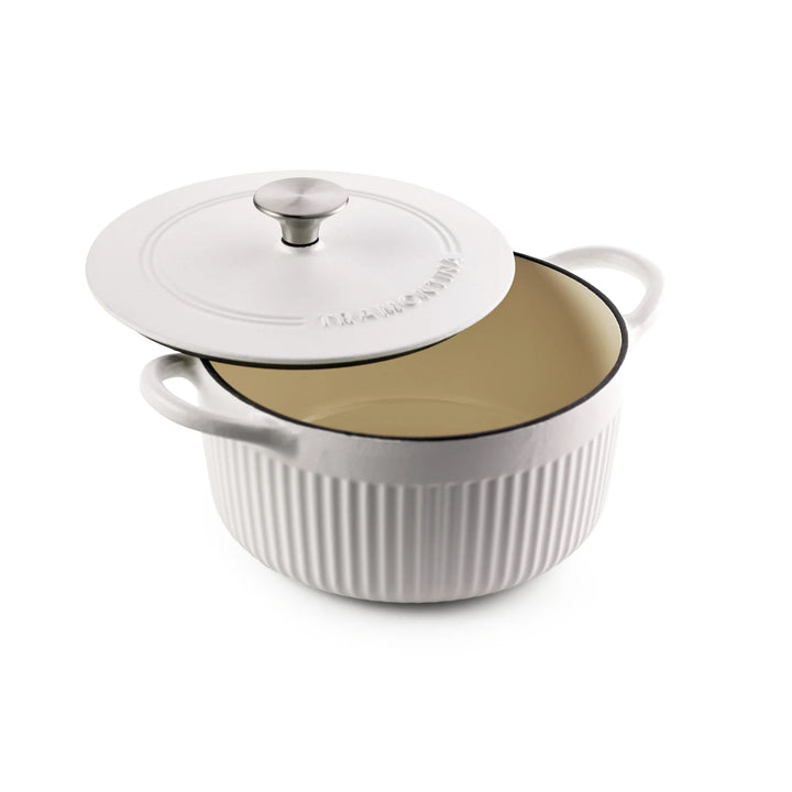 WENKIL 3.5 Qt Enameled Cast Iron Dutch Oven with Lid, White