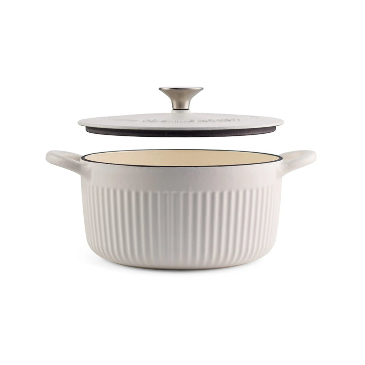 WENKIL 3.5 Qt Enameled Cast Iron Dutch Oven with Lid, White