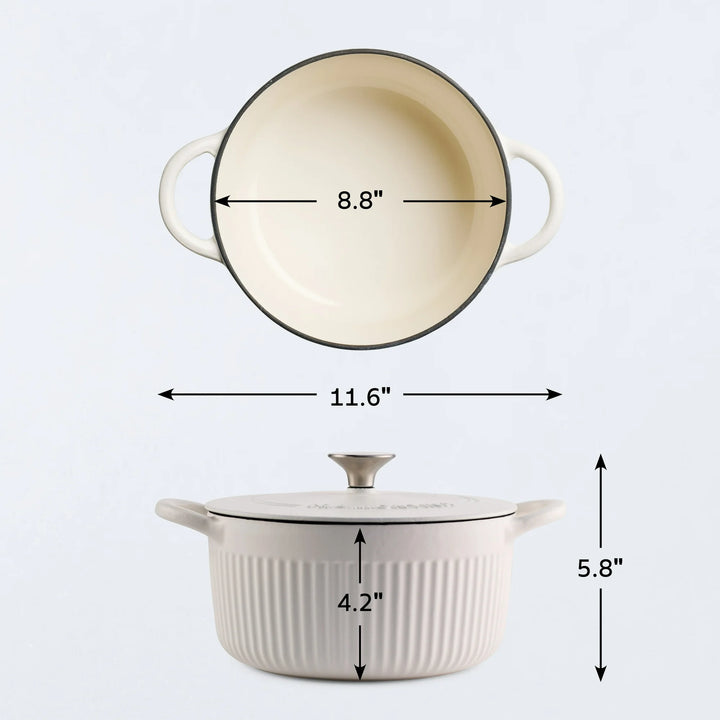 WENKIL 3.5 Qt Enameled Cast Iron Dutch Oven with Lid, White