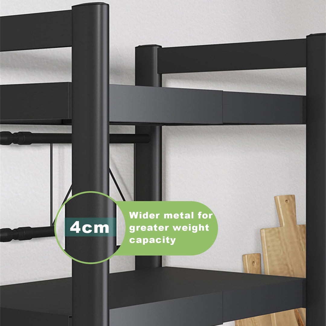 WENKIL Extendable Microwave Shelf, 3-Tier Kitchen Counter Organizer with Hooks