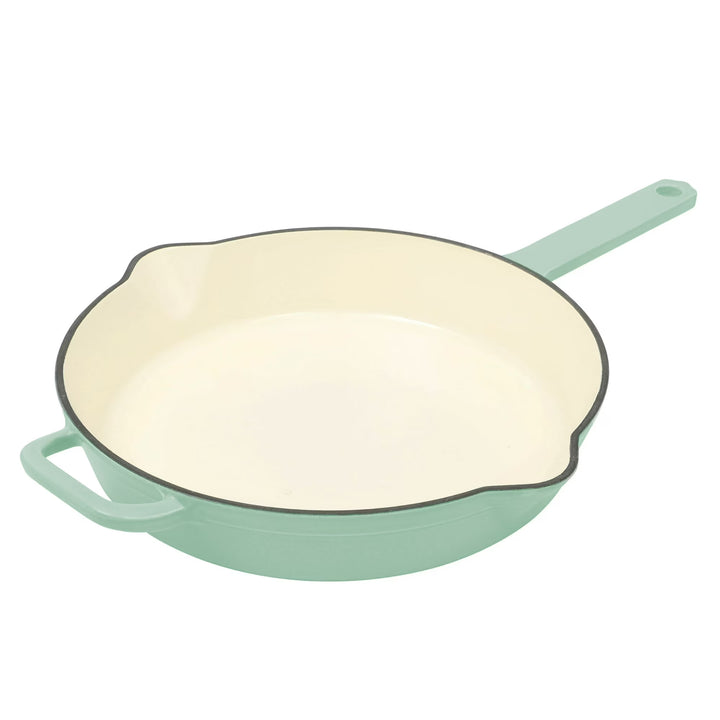 Wenkil 12-Inch Enameled Cast Iron Skillet, Oven Safe, Green