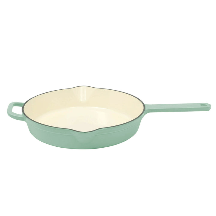 Wenkil 12-Inch Enameled Cast Iron Skillet, Oven Safe, Green