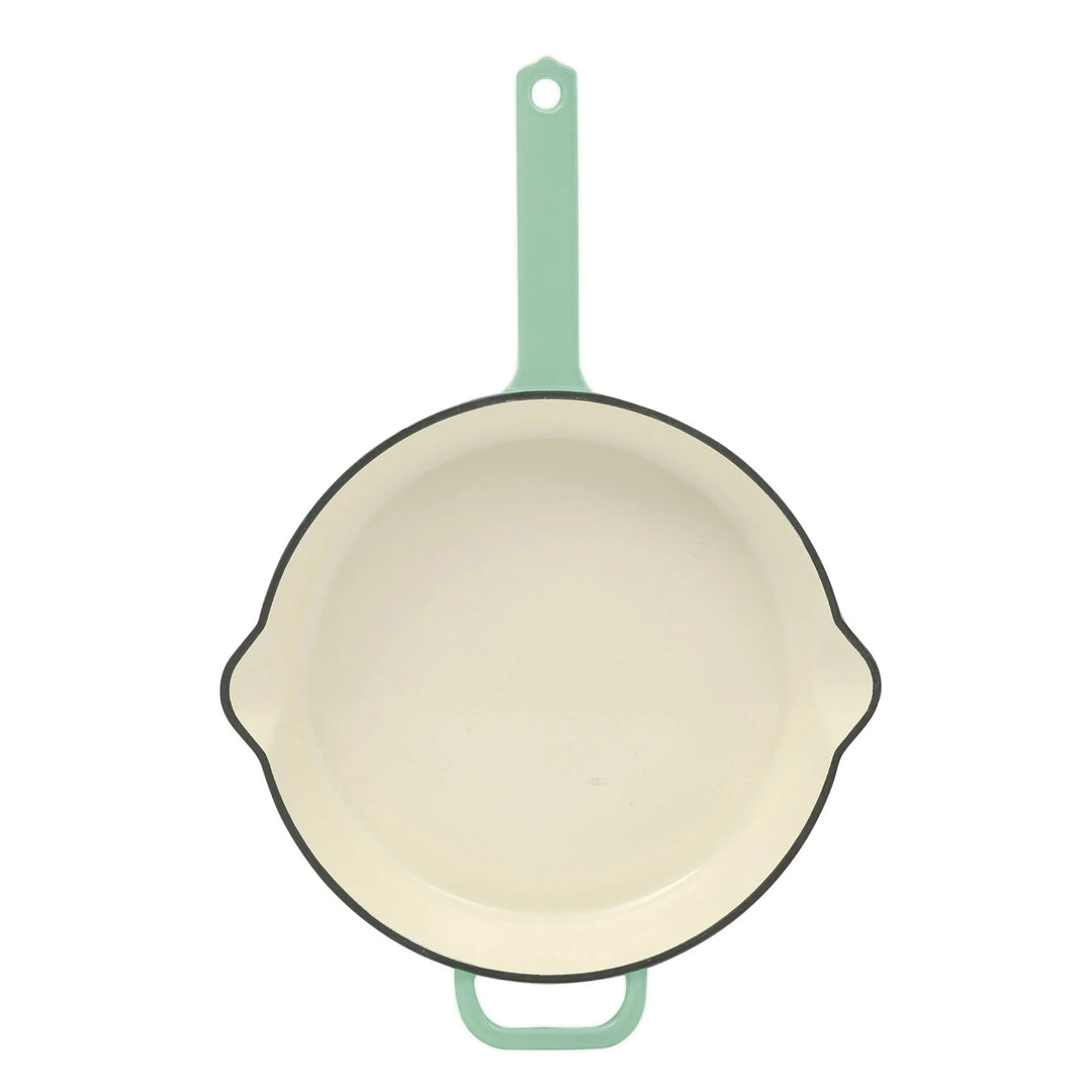 Wenkil 12-Inch Enameled Cast Iron Skillet, Oven Safe, Green