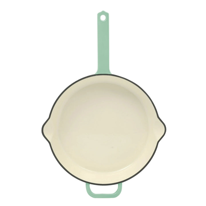 Wenkil 12-Inch Enameled Cast Iron Skillet, Oven Safe, Green