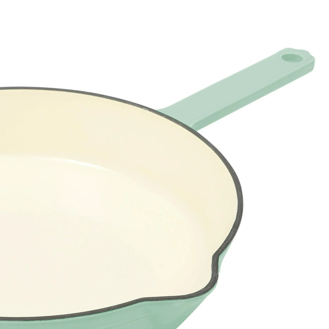 Wenkil 12-Inch Enameled Cast Iron Skillet, Oven Safe, Green