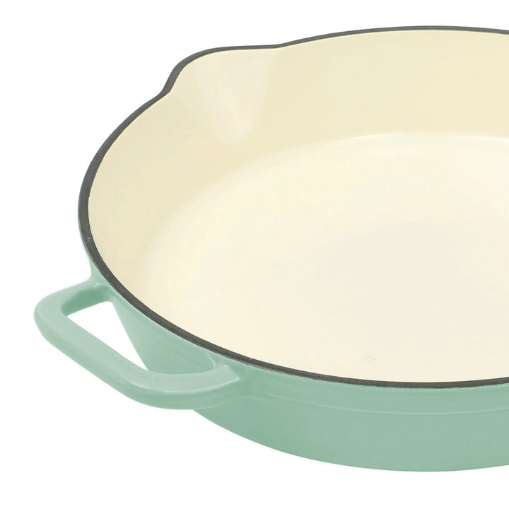 Wenkil 12-Inch Enameled Cast Iron Skillet, Oven Safe, Green