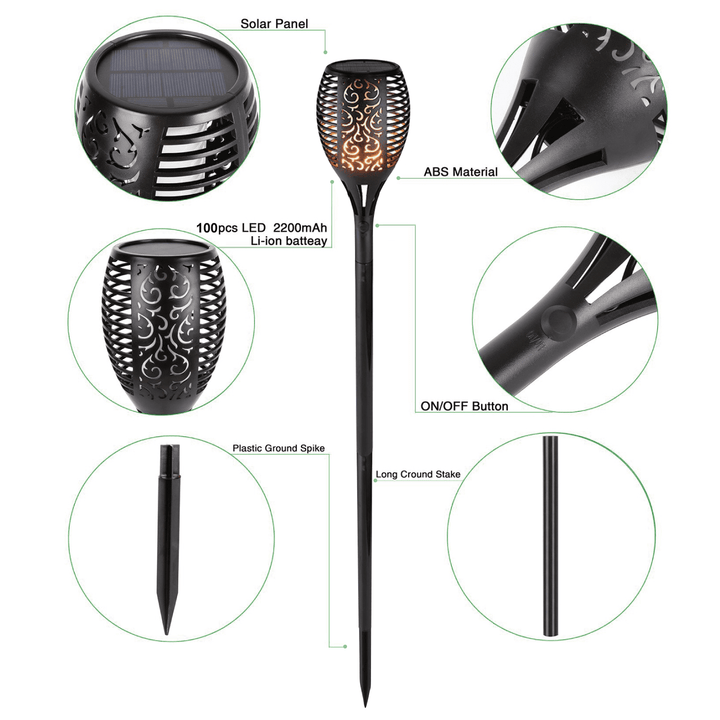 Wenkil Solar Torch Lights 4-Pack Flickering Flame Outdoor Lights
