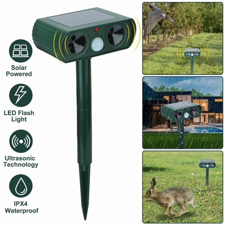 Wenkil Solar Ultrasonic Animal Repeller Motion Sensor IPX4 Waterproof