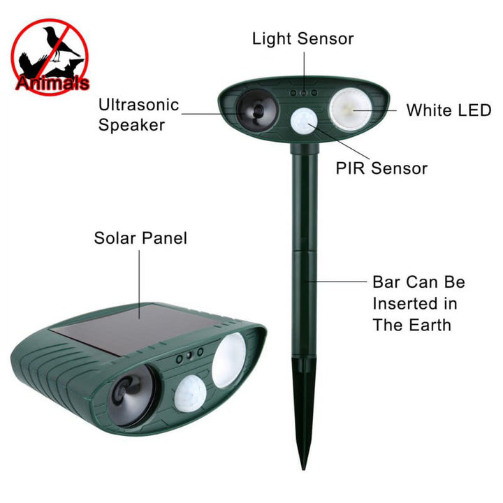 Wenkil Solar Ultrasonic Animal Repeller with Motion Sensor (Pack of 4)