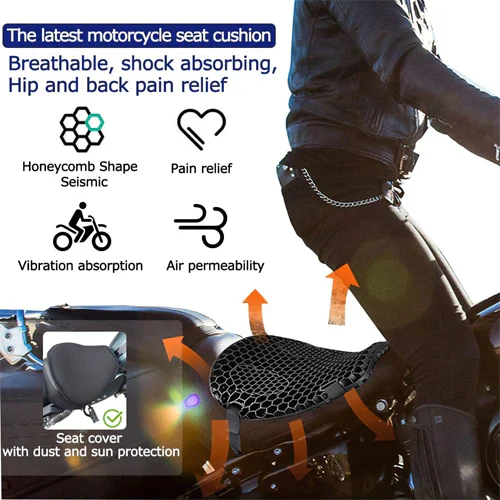 Wenkil Motorcycle Gel Seat Pad for Long Rides