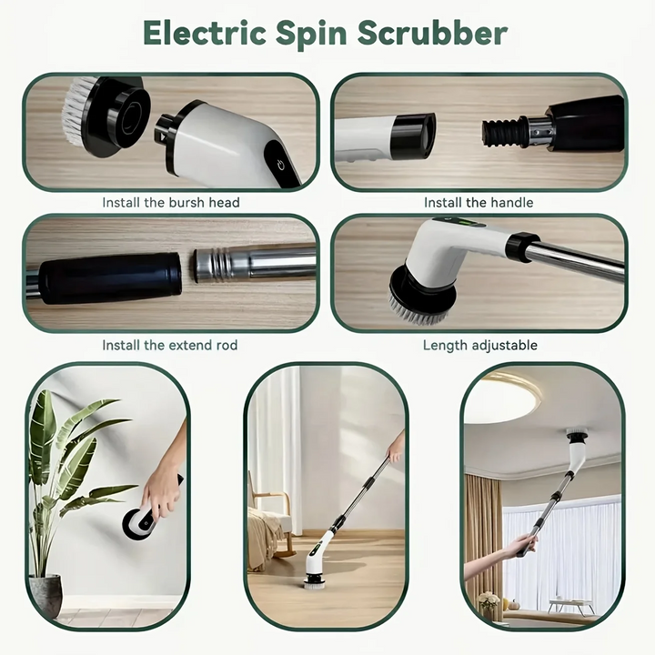 Wenkil 9-in-1 Electric Spin Cleaning Brush with Adjustable Handle