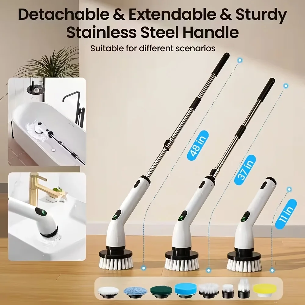 Wenkil 9-in-1 Electric Spin Cleaning Brush with Adjustable Handle