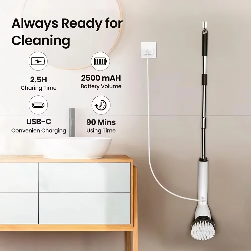 Wenkil 9-in-1 Electric Spin Cleaning Brush with Adjustable Handle