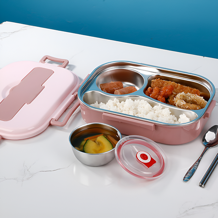 Thermal Lunch Box 4 Grid Stainless Steel Food Storage Container