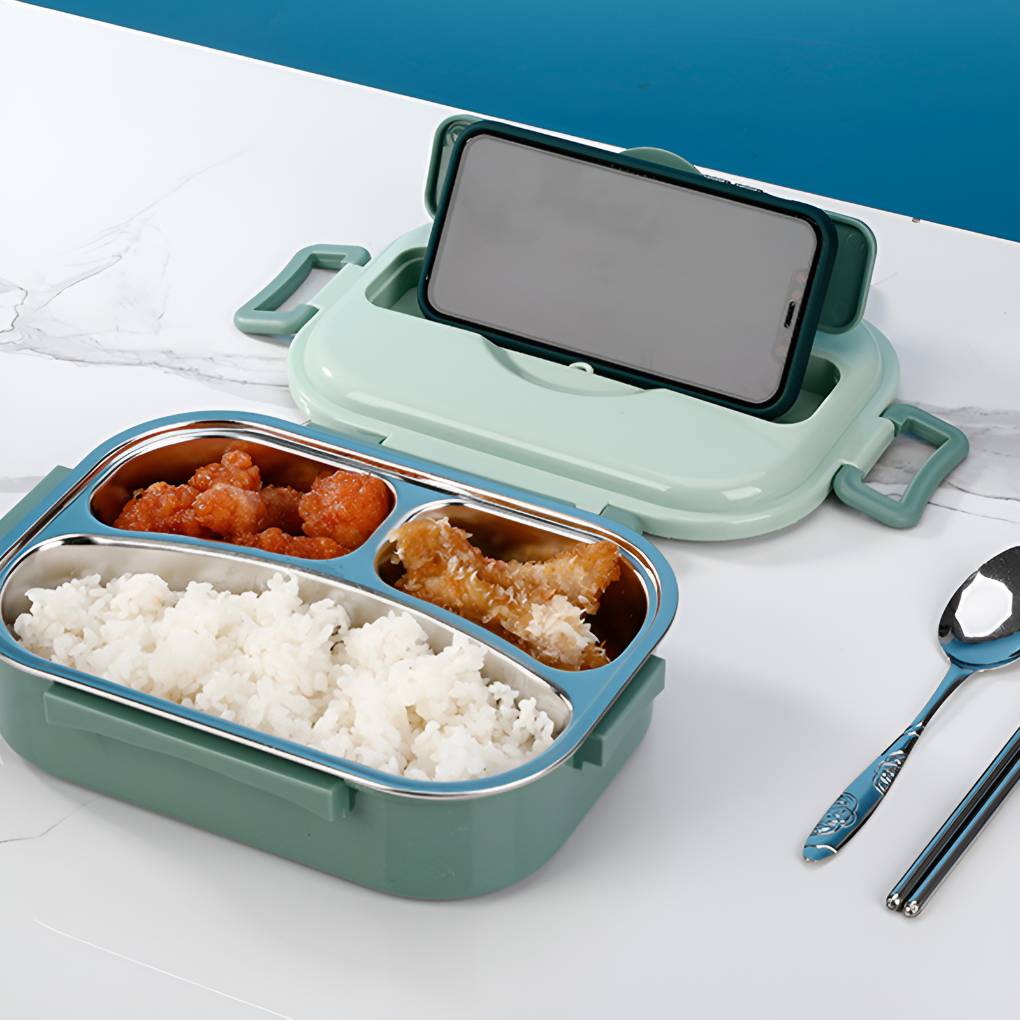 Thermal Lunch Box 4 Grid Stainless Steel Food Storage Container