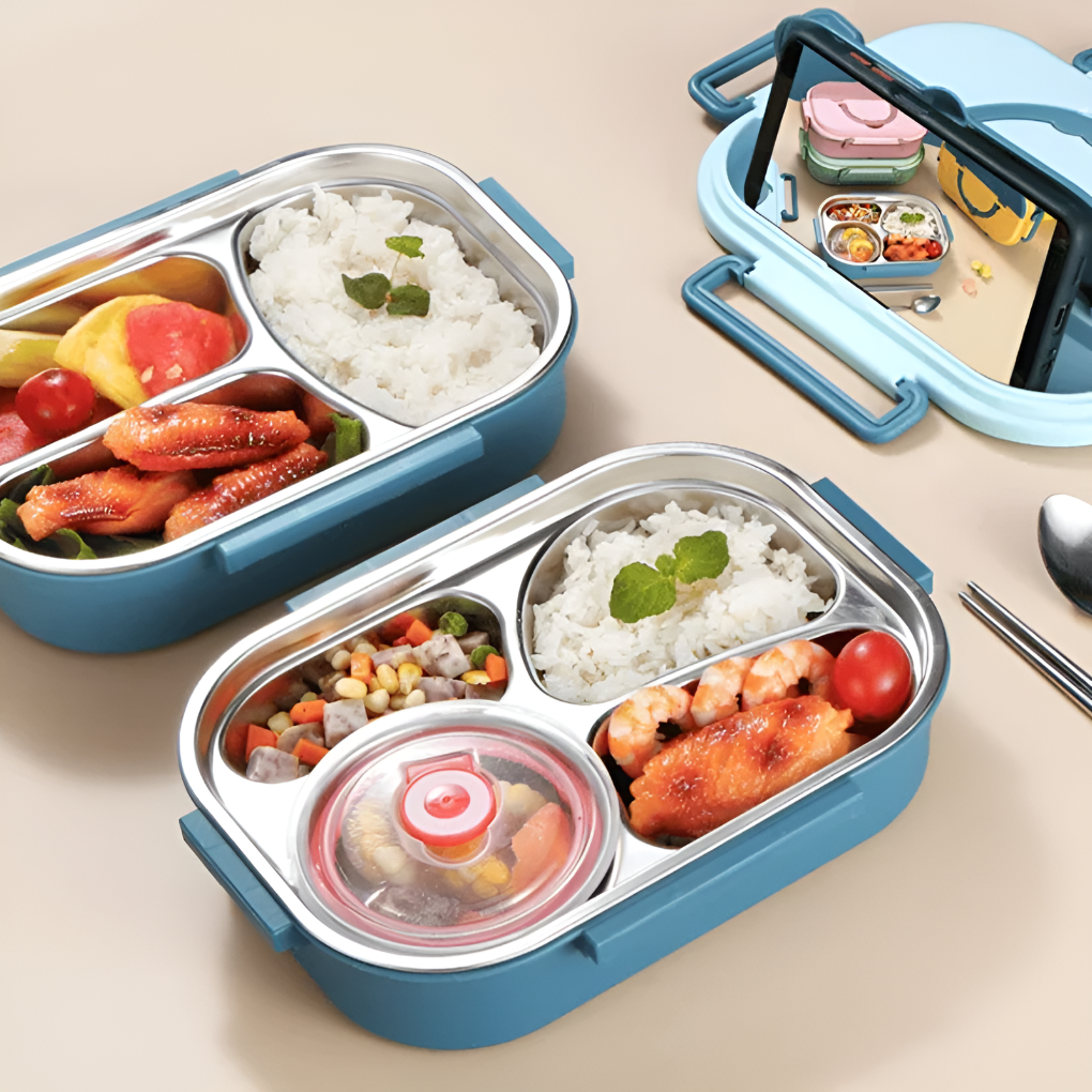 Thermal Lunch Box 4 Grid Stainless Steel Food Storage Container