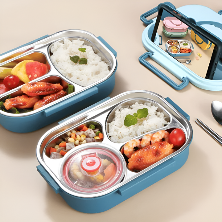 Thermal Lunch Box 4 Grid Stainless Steel Food Storage Container