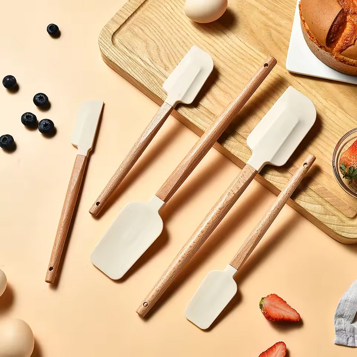 5-Piece Silicone Baking Spatulas Set for Baking, Mixing & Decorating