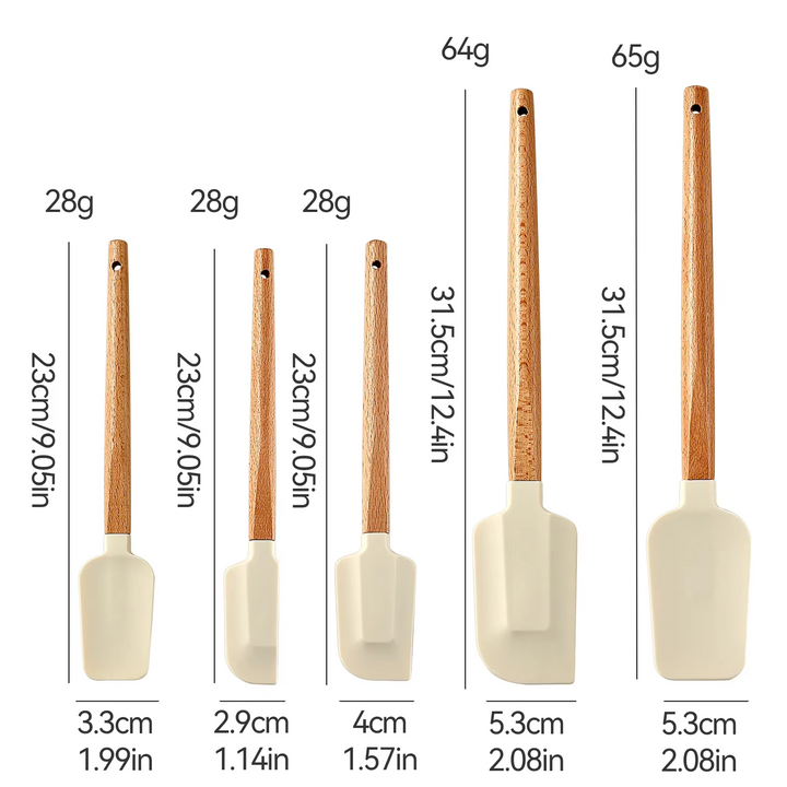 5-Piece Silicone Baking Spatulas Set for Baking, Mixing & Decorating