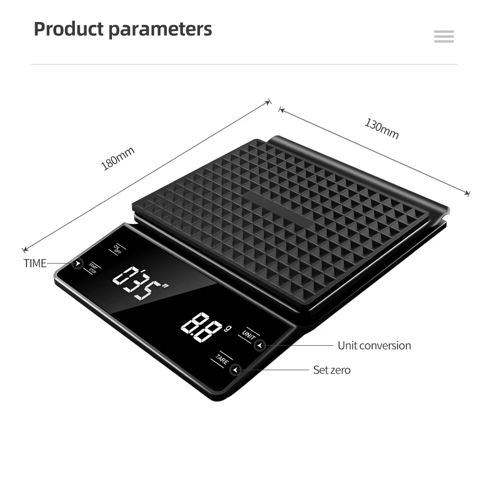 Digital Coffee Scale with Timer 3kg 0.1g Precision Espresso Scale