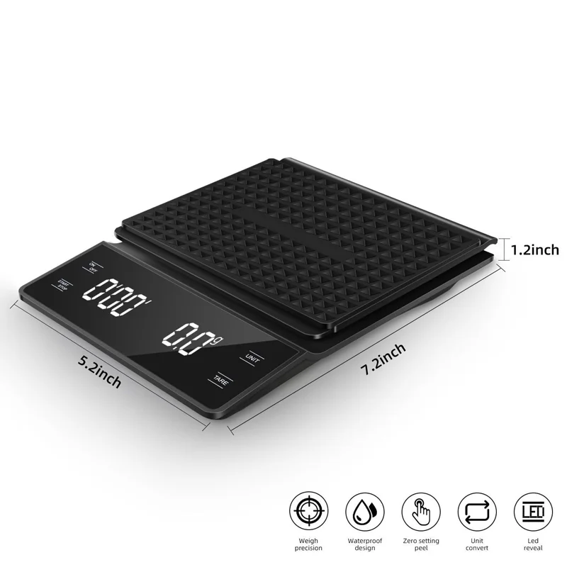 Digital Coffee Scale with Timer 3kg 0.1g Precision Espresso Scale