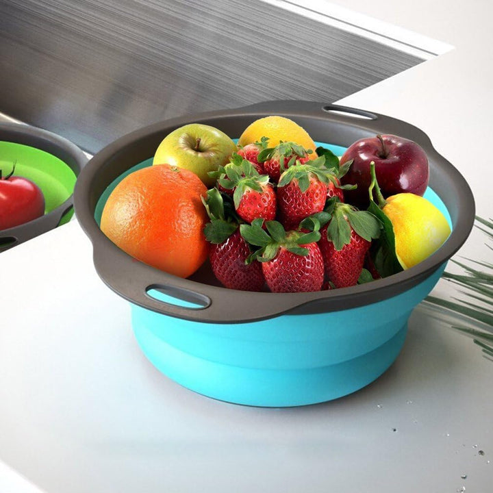 Collapsible Colander Set, Foldable Kitchen Strainers for Fruits, Vegetables & Pasta