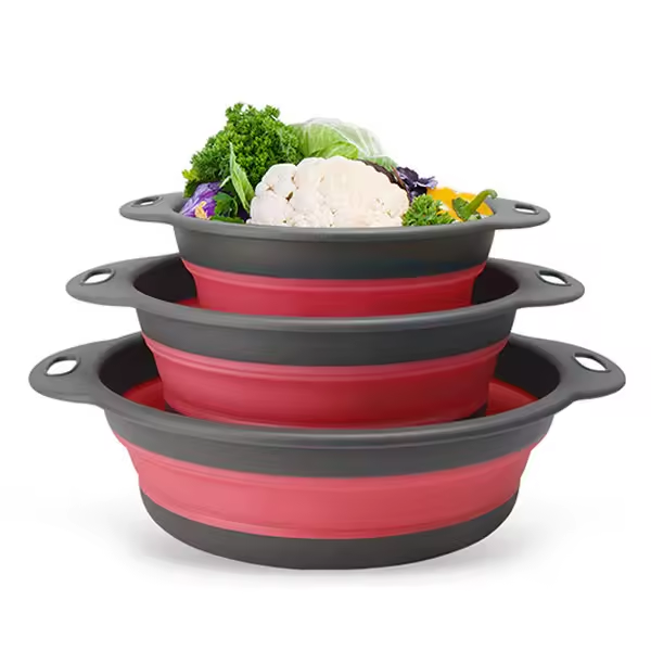 Collapsible Colander Set, Foldable Kitchen Strainers for Fruits, Vegetables & Pasta