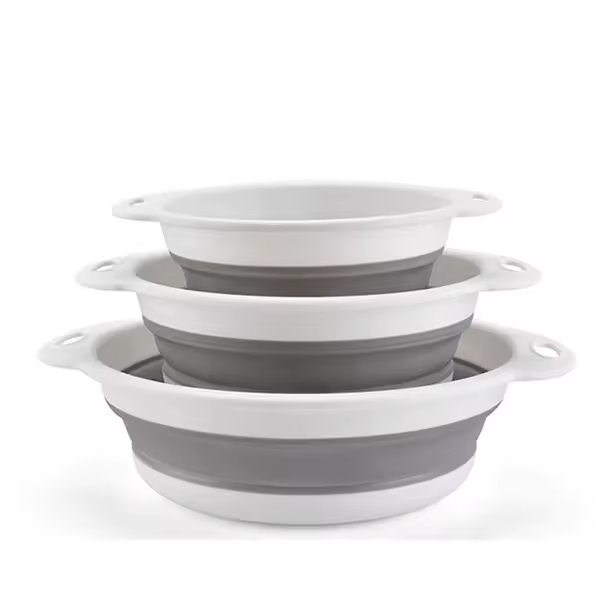 Collapsible Colander Set, Foldable Kitchen Strainers for Fruits, Vegetables & Pasta