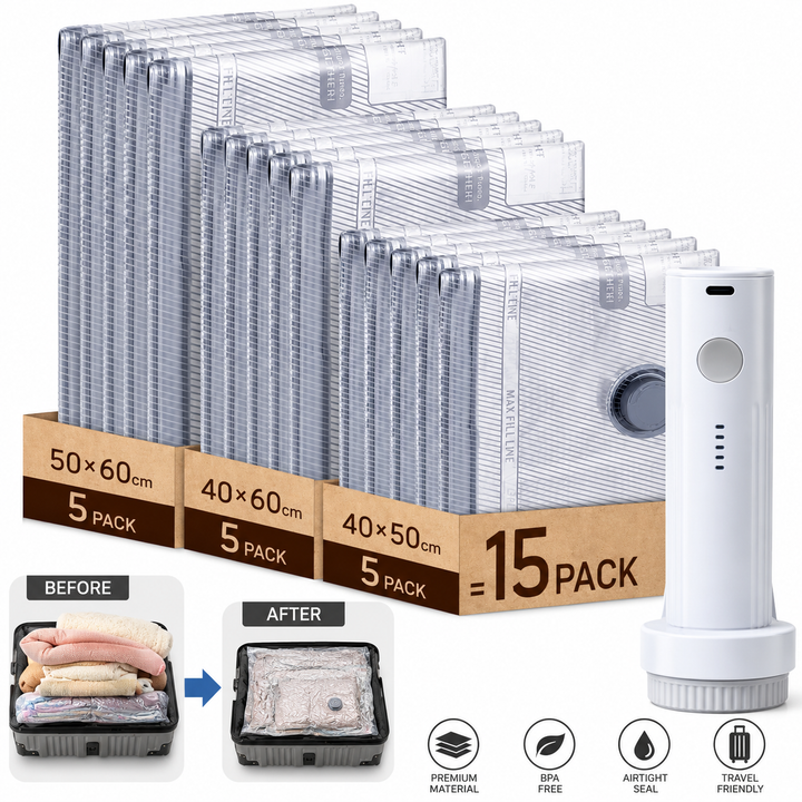 Portable Vacuum Sealer with Rechargeable Air Pump & 15 Bags