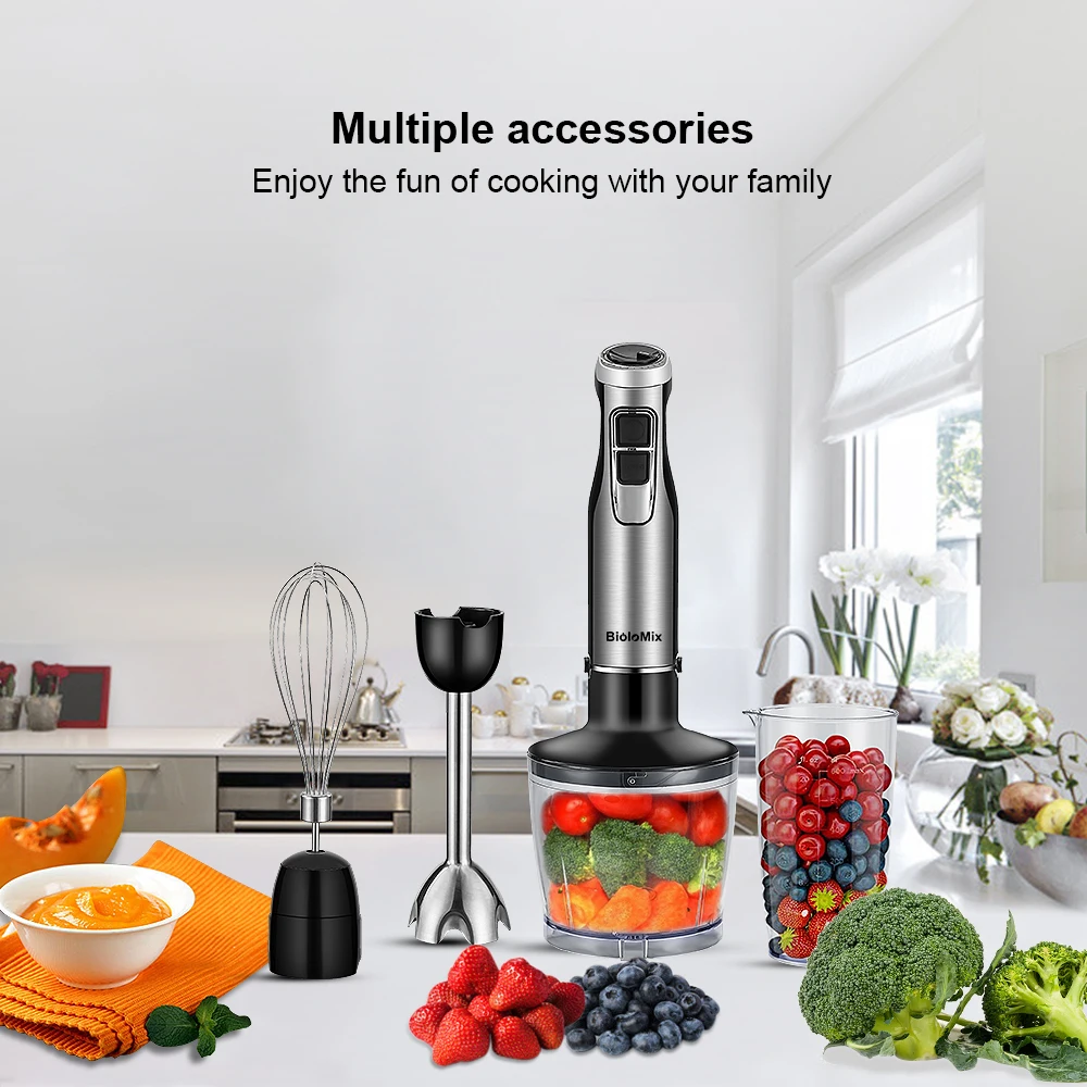 4-in-1 Hand Mixer 1200W Immersion Blender with Chopper & Whisk