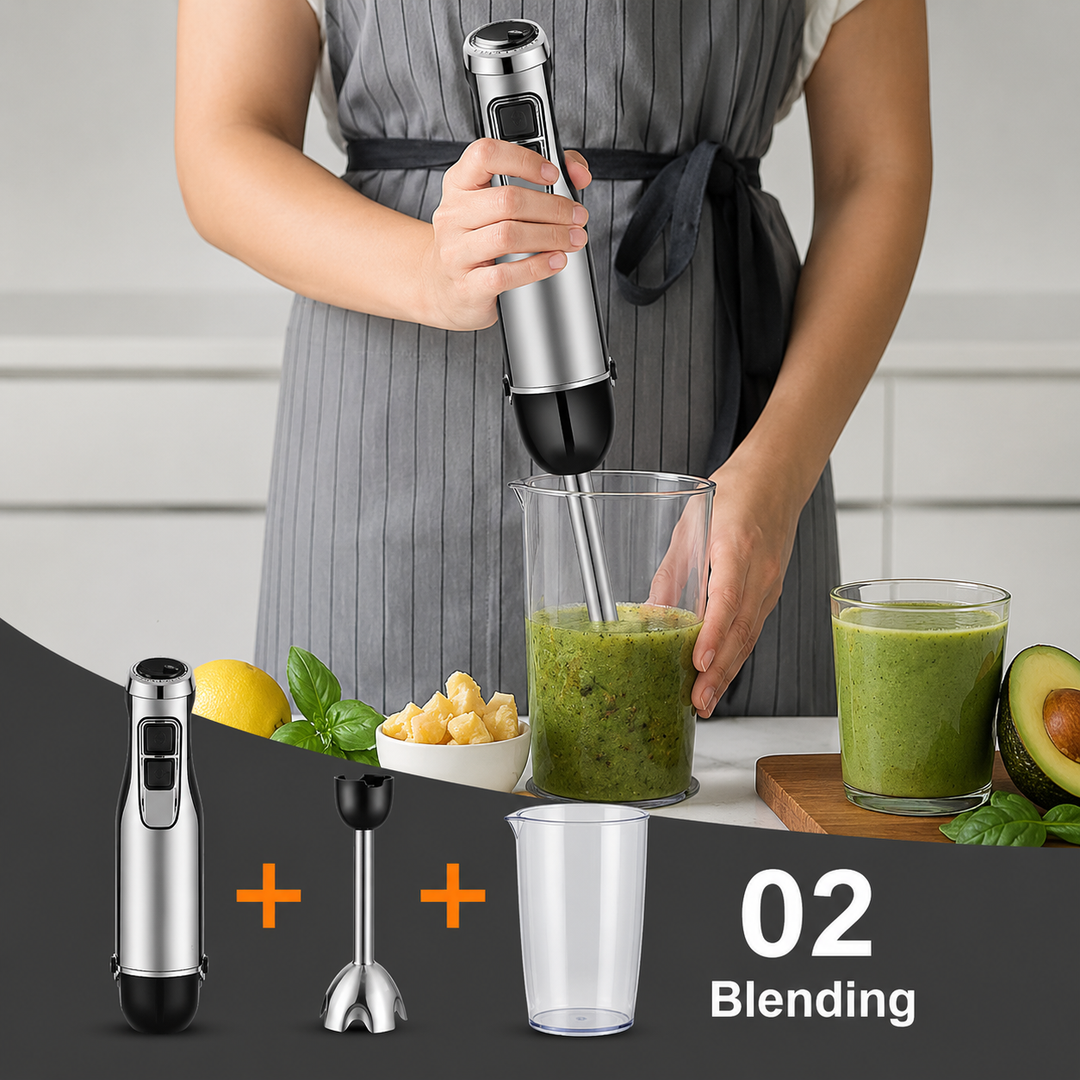 4-in-1 Hand Mixer 1200W Immersion Blender with Chopper & Whisk