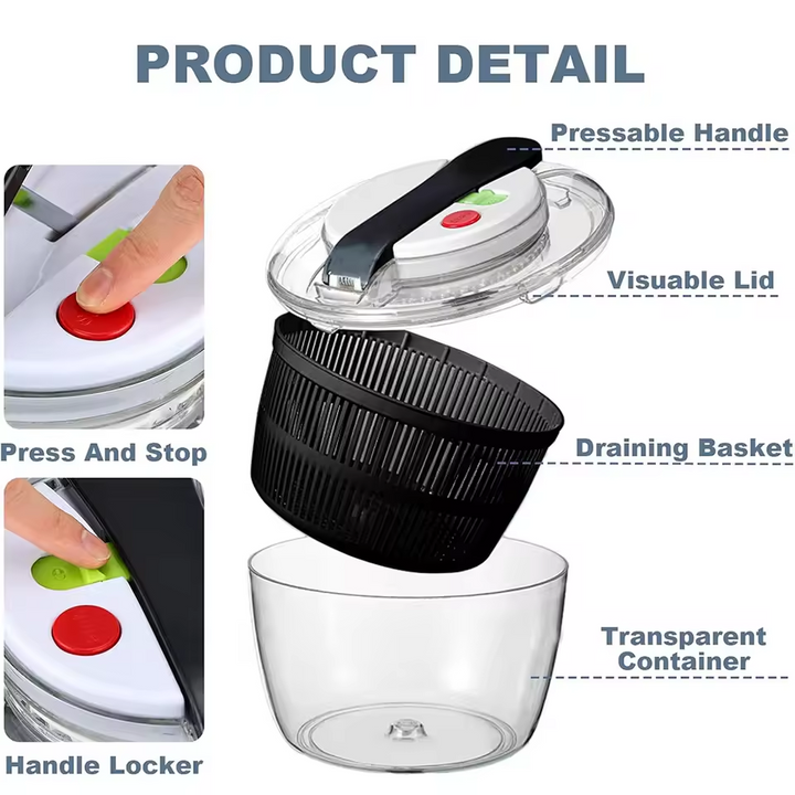 Salad Spinner Large Vegetable & Fruit Washer Dryer Bowl with Lid